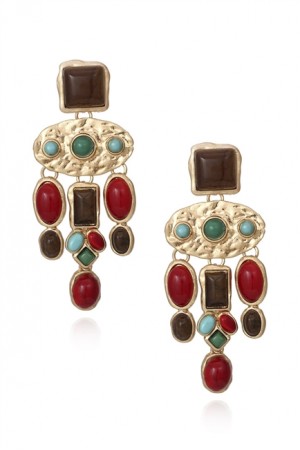 Alloy Gem Tassel Earrings