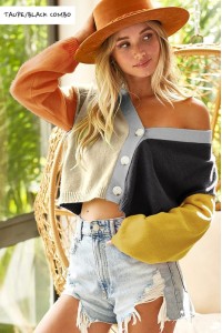 Tricolored Crop Cardigan